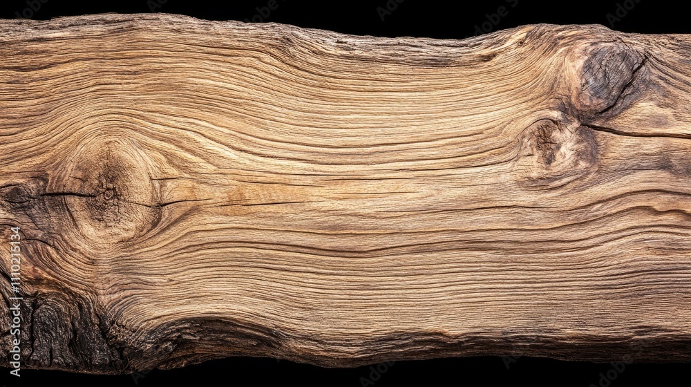 Aufkleber closeup view of weathered yellow wood texture with natural grain patterns and knots against a black 