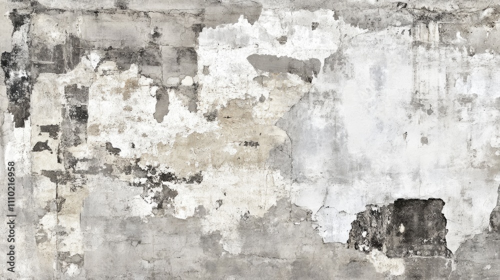 Poster Weathered grunge wall texture with peeling paint and empty space for creative text or graphic design applications