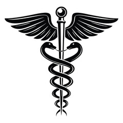 Healthcare and Medicine Icon: Winged Caduceus with Snakes for Professional Design, ai generated
