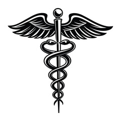 Healthcare and Medicine Icon: Winged Caduceus with Snakes for Professional Design, ai generated
