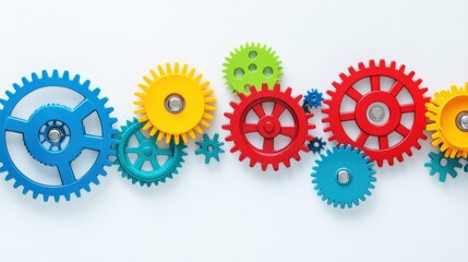 An abstract concept of neurodiversity in problem-solving with a series of interconnected gears and cogs representing different cognitive approaches working in harmony