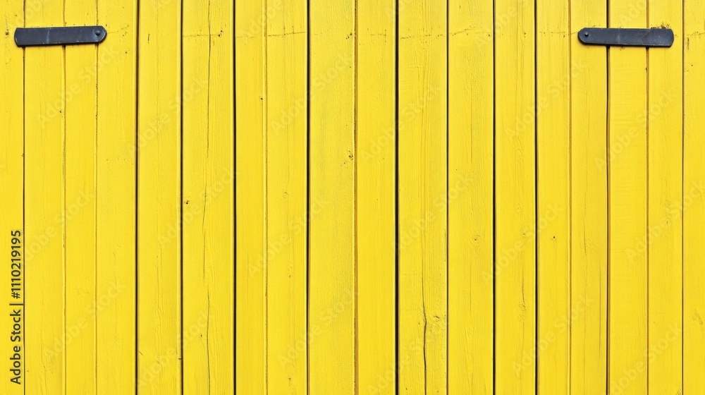 Aufkleber Yellow wooden boards background with a rustic texture and simple hardware accents for a vibrant and cheerful design element.