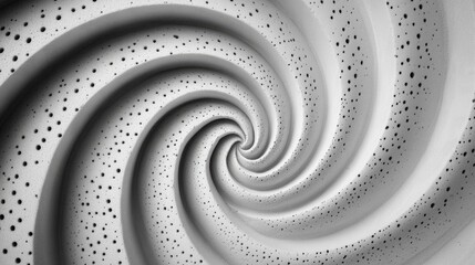 Gray foam rubber roll in spiral texture showcasing unique pattern design for creative backgrounds and product presentations.