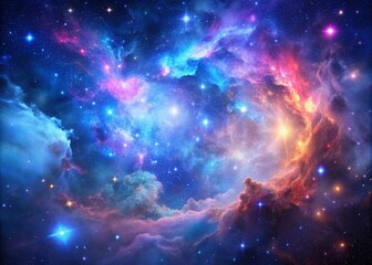 Fototapeta premium Breathtaking Cosmic Nebula Displaying Vibrant Colors Against a Starry Sky Ideal for Stunning Time-Lapse Video Background with a Rule of Thirds Composition