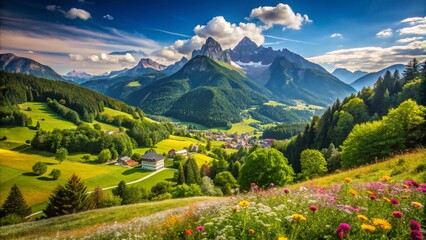 Breathtaking Summer Landscape of Berchtesgaden National Park with High Mountain Peaks, Scenic Jenner Views, and Inviting Hiking Trails in Bavaria, Germany