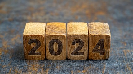 Tax year 2024 with wooden blocks representing financial planning and compliance in business and individual taxation concepts