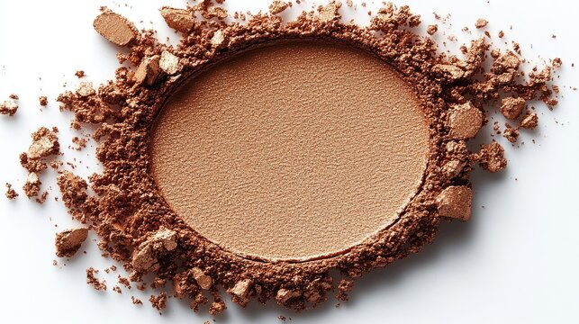 Translucent compact powder texture with loose edges on a white background showcasing a swatch of a cosmetic product for beauty applications.