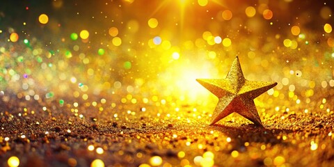 Bright Yellow Gradient Falling Star Texture with Glittering Sequin Pattern for Holiday Greeting and Party Background, Perfect for Celebrations and Confetti Designs