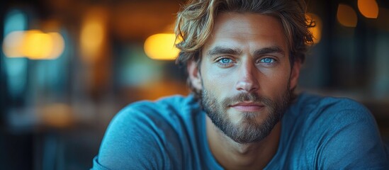 Obraz premium Tired young entrepreneur reflecting on a challenging day at work in a cozy and modern cafe setting