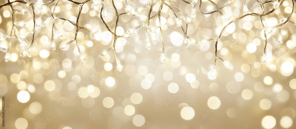 Aufkleber Soft golden bokeh background with garland lights creating a warm and festive atmosphere ideal for holiday or celebration themes