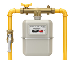 Gas meter isolated on white background - 3D illustration
