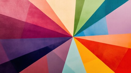Fototapeta premium An abstract depiction of multi-colored geometric shapes converging to form a unified, intricate pattern on a smooth backdrop