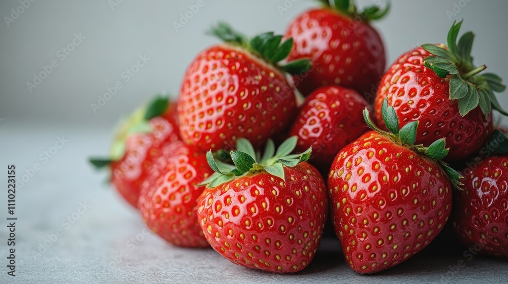 Aufkleber vibrant heap of fresh ripe red strawberries on a neutral background showcasing their natural texture