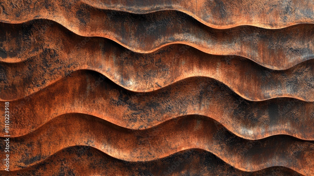 Poster textured rusty corrugated iron metal background with wavy patterns showcasing weathered and aged app