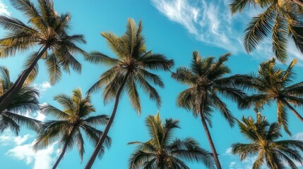 Obraz premium A travel image showing blue sky with palm trees
