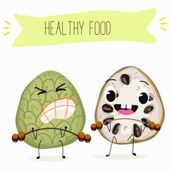 Cherimoya fruit cute funny cheerful characters with different poses and activities. Natural vitamin antioxidant detox food collection. Vector hand drawn illistration.