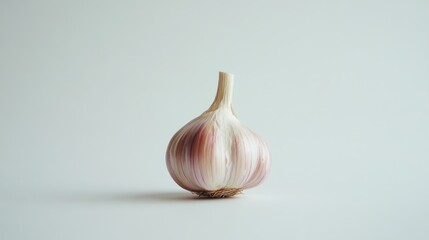 Black Garlic Bulb with Purple Skin on a Minimalist White Background for Culinary and Health Concepts