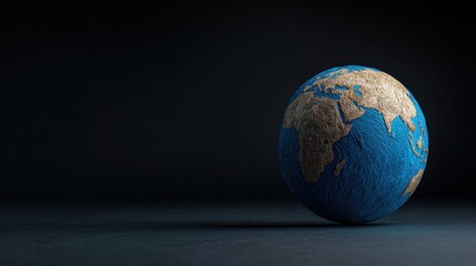 Fototapeta premium A blue and gold globe sits on a black background