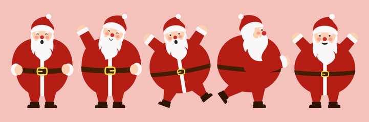 Santa Claus illustrations with various expressions and activities
