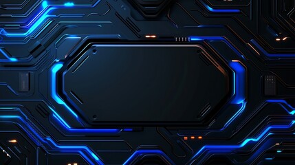 A futuristic technology-inspired background featuring a sleek and modern design, with a dark backdrop to emphasize the vibrant blue tones, creating a sense of depth and innovation.
