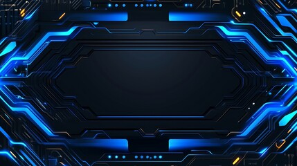 Obraz premium A futuristic technology-inspired background featuring a sleek and modern design, with a dark backdrop to emphasize the vibrant blue tones, creating a sense of depth and innovation.