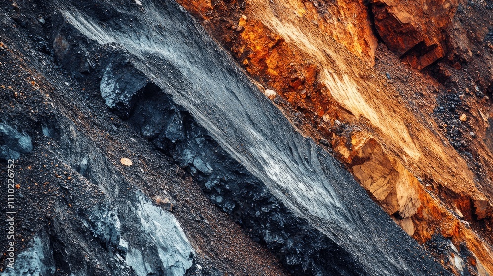 Poster green rock nickel laterite deposits in open pit mines showcasing mineral layers and geological forma