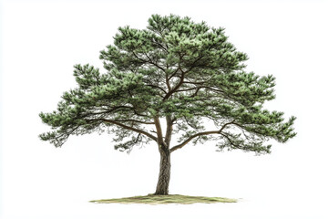 Big green tree isolated on white background, Selective focus green leaf tree with branch and stick.	
