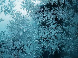 frosty pattern on the window as Christmas background