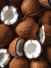 A large number of coconut, top-down view.