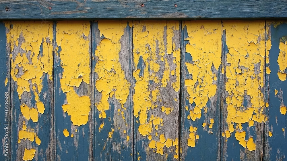 Aufkleber weathered yellow wooden boards with peeling paint creating a rustic and vintage appearance ideal for