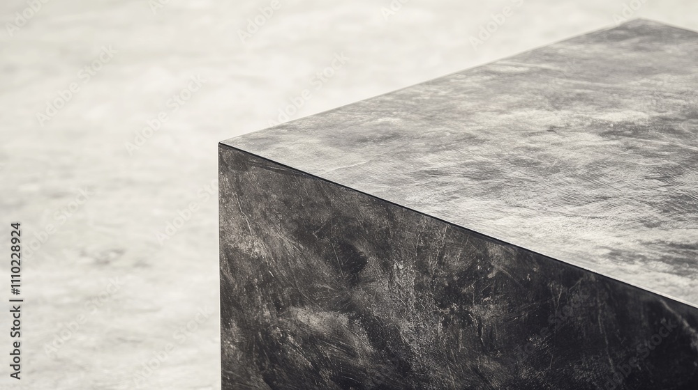 Poster Steel block close-up showing detailed texture and finish on a neutral background ideal for industrial and material design concepts.