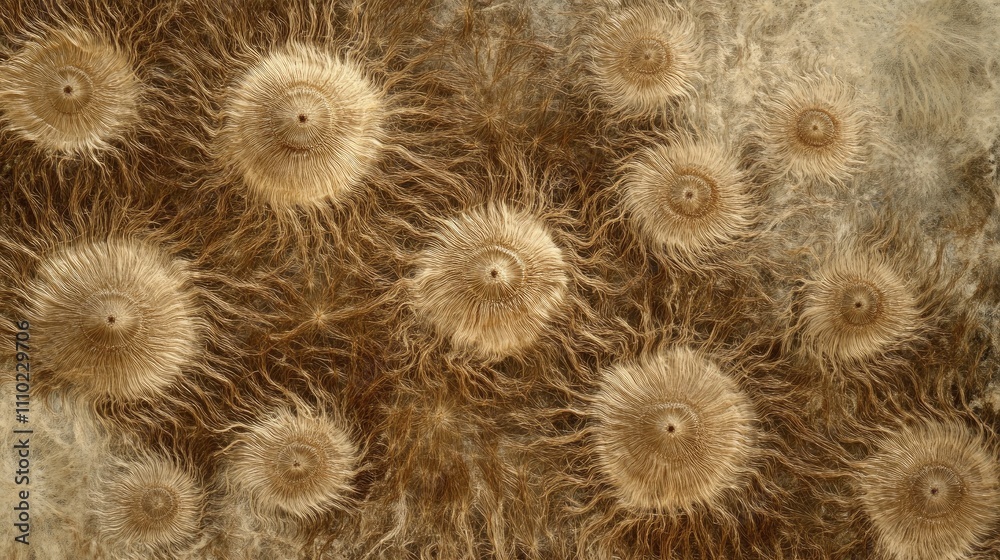 Aufkleber Textured brown grass flower backdrop with unique circular patterns for creative design and artistic projects