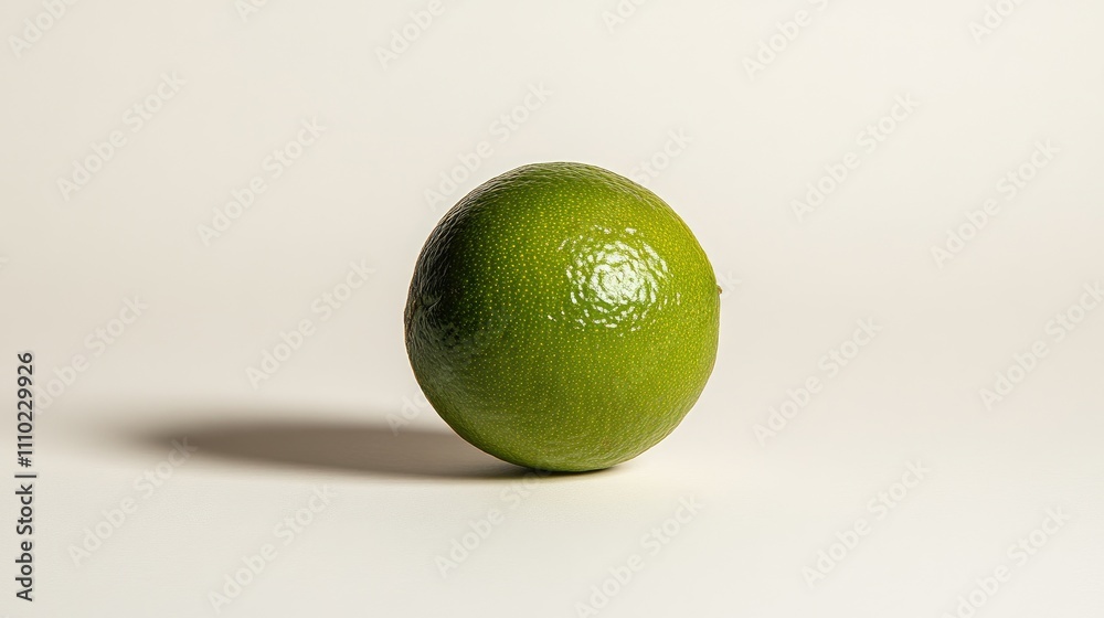 Poster Fresh lime on a clean white background highlighting its vibrant green color and smooth texture ideal for culinary and lifestyle compositions