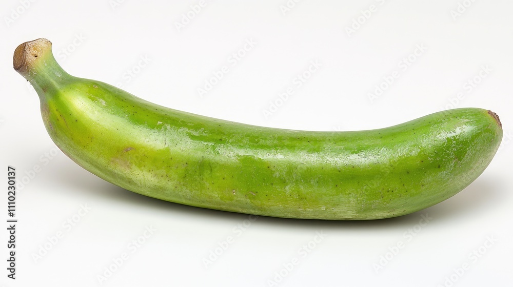 Aufkleber green unripe banana isolated on white background showcasing its smooth texture and vibrant color per