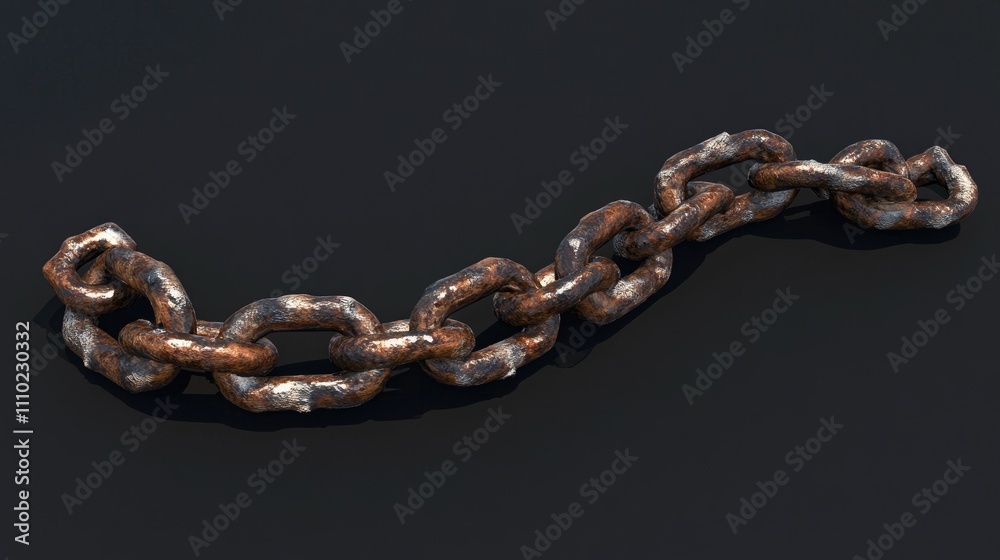 Poster rusty metal chain link with a weathered surface showcasing corrosion and aged texture suitable for b