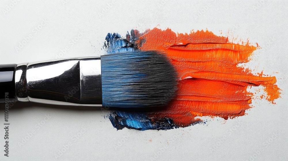 Poster vibrant paint strokes with a brush on a white background showcasing artistic creativity and color bl