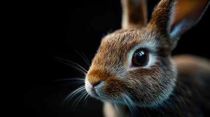 Fototapeta premium A close up of a rabbit's face with its eyes open
