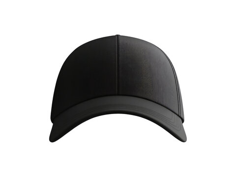 Black cap mockup isolated on transparent background.