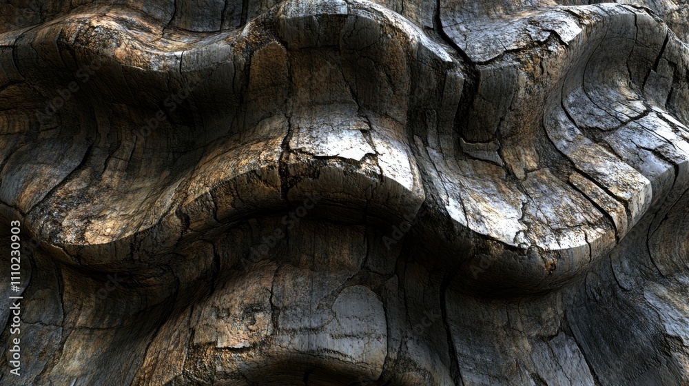 Poster Detailed close-up of weathered marble stone texture showcasing intricate patterns and natural erosion for design and architectural use.