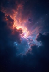 Colorful Cosmic Nebula Swirling in Starry Night Sky