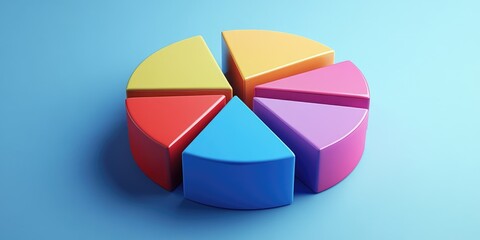 Fototapeta premium Pie Chart on Blue Surface