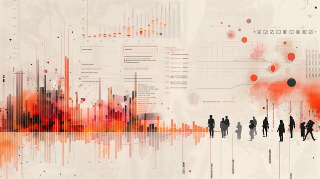Creative infographic combining a scatter plot for consumer behavior analysis and segmented bar graphs showing conversion rates.