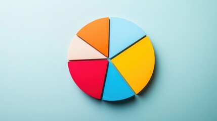 Fototapeta premium An abstract portrayal of socioeconomic inclusivity with a colorful pie chart where each segment represents different income levels, symbolizing balanced economic opportunities, minimalist composition