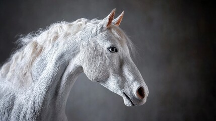 Obraz premium A white horse with a white mane and a white face