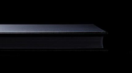 Elegant black book displayed on a dark background highlighting its sleek profile and cover