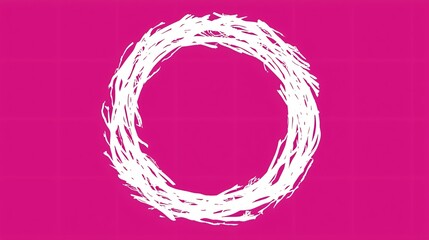Circle outline in light grey on vibrant pink background emphasizes simplicity and elegance