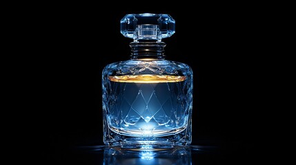 Sleek perfume bottle with a radiant glow on dark background creating an elegant allure