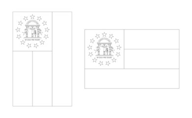 vertical and horizontal georgia state flag outline. vector illustration