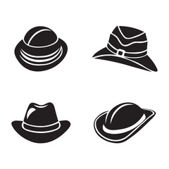 Hat icon Vector illustration. Cowboy Hat Silhouette Sign Design isolated on White Background