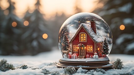 Charming christmas snow globe highlighting a festive house and holiday scene picture
